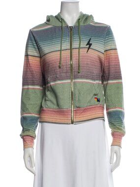 Aviator Nation Green Serape Bolt Zip Up Hoodie Sweatshirt XS